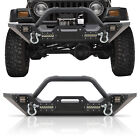 For 87-2006 Jeep Wrangler TJ YJ Front Bumper W/ D-Rings & Led Lights Winch Plate (For: More than one vehicle)