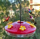 Hummingbird Feeder W/ Yellow Flowers Hanging Hummingbird Feeder with Red Cover