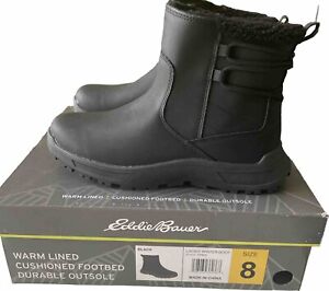 Eddie Bauer Ladies Warm Lined Cushioned Footbed Siren Winter Boot 8 Black NIB