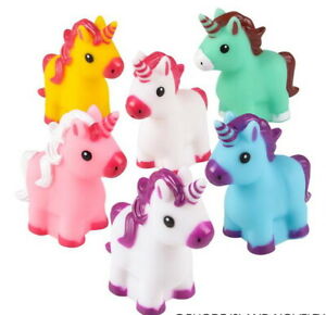 6 Rubber Unicorn Squirting Bath, Beach, Pool Fun Toy Party Prize Goody Bag Item