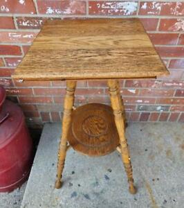 Antique Oak Plant Stand Fern Stand Table Handmade Turned Wood Legs