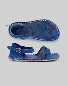 Blue HANDMADE BAREFOOT SANDALS, Leather Minimalist Shoes, Women Leather Barefoot
