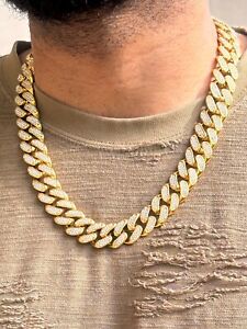 Iced 18mm Miami Cuban Link Chain necklace 14k Gold Solid Stainless Steel Bling