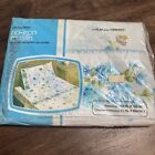 Vintage JC Penney Fashion Manor Twin Flat Sheet Floral Blue Roses Muslin NOS New