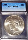 1927 Peace Silver Dollar, ICG MS64. Original Patina  and Issue Free !!