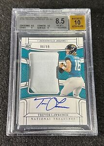 TREVOR LAWRENCE BGS 8.5 2021 NATIONAL TREASURES #156 ROOKIE PATCH AUTO 86/99 RPA