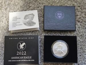 2022-W AMERICAN SILVER EAGLE $1 - UNCIRCULATED - OGP  WEST POINT w/BOX & COA