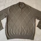 Dockers Brown Argyle 1/4 Zip Pullover Cardigan Men's Sweater Size XXL