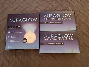 Combination  AuraGlow Teeth Whitening Gel Kit.  (1) Original Kit  & (2) Refills