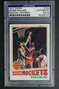 Moses Malone (d.2015) HOF ROCKETS Signed 1977-78 Topps #124 Autographed Card PSA