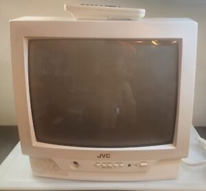 JVC 13” CRT Color Television Retro Gaming White TV C-13011 Remote Control