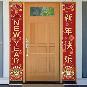 2024 Chinese New Year Decorations Outdoor Happy New Year Front Porch Sign Banner