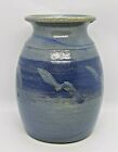 Studio Art Stoneware Pottery Vase, Blue, Signed by artist Joe Chomyn, Indiana