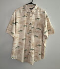 Puritan Hawaiian Style Bass Fish Fishing Button Down Cotton Shirt Size XL A9