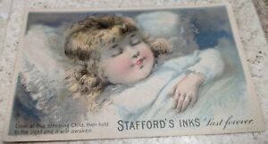 * VERY RARE* VICT. TRADE CARD STAFFORD'S INKS HOLD TO THE LIGHT