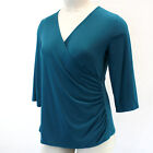Catherines Plus Curvy Collection Emerald Green Faux Wrap Blouse Top 0X, 14/16W