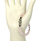 ROSE QUARTZ sterling silver beaded bracelet - vintage 7mm light pink stone 7