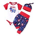 Newborn Infant Baby Boys Clothes 4th of July Baby Boy Bodysuit 3-6 Months Red