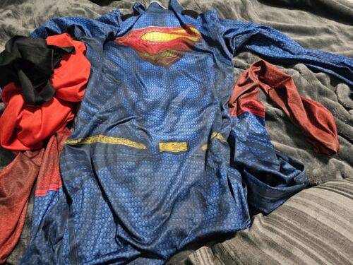 Man of Steel Superman Jumpsuit Bodysuit W/ Cape Halloween Cosplay Costume R58