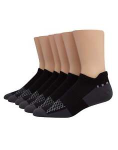 Hanes Mens Big & Tall Socks 6-Pack Heel Shield  Low Cut X-Temp Performance Black