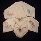 Lot of 6 Embroidered HANKIES HANDKERCHIEFS FREE SHIPPING