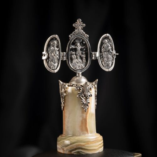 Easter Egg Crucifixion of Christ Forthcoming 925 Silver on Marble Onyx Christmas