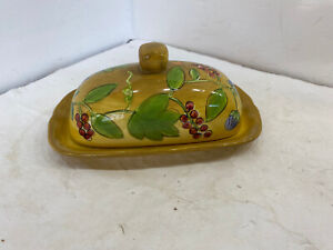 BUTTER DISH GATES WARE BY LAURIE GATES FRUITS VINES BERRIES COLORFUL