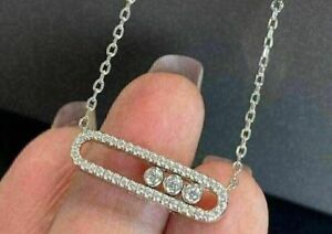 2Ct Round Cut Lab Created Diamond Messika Pendant Necklace 14k White Gold Finish