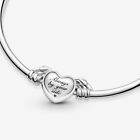 NEW Authentic PANDORA 925 Silver Winged Heart Bangle Charm Bracelet 7.5 in