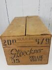 Vintage Gloeckner Nellie White Painted Label Wooden Box with Lid Crate