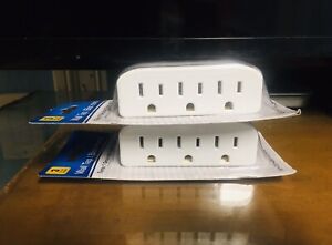 White 3-Plug Wall Tap Adapter Multi Outlet Electrical Power Splitter Strip. 2x
