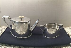 1880 Elkington Silverplate Teapot and Sugar bowl. 
