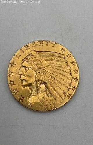1911 Gold 5 Dollar Indian Head Half Eagle Coinage