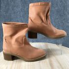 Loft Boots Womens 9 M High Ankle Booties Cognac Block Heels Orange Faux Leather