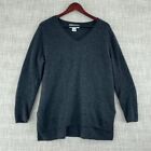 Magaschoni Womens Size L Cashmere sweater gray long sleeve v-neck 1483