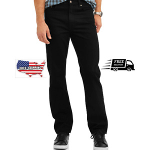 Men's Relaxed Fit Denim Soft Cotton 5 Pockets Jeans Men Tall & Big Black Pants
