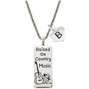 Custom Raised on Country Music Silver Necklace Jewelry Girl Boots Choose Initial