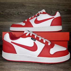 Nike Mens Ebernon Low Premium White Red Black Athletic Basketball Shoes Sneakers