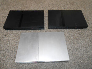 LOT of 3x Sony PlayStation 2 Slim Consoles - 2x Black, 1x Silver - NOT WORKING