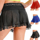 US Women's Sexy Lace Ruffled Sheer High Waist Mini Skirts G-string Club Lingerie