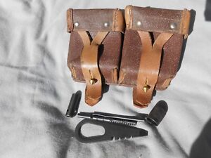 VINTAGE RUSSIAN MILITARY MOSIN NAGANT LEATHER AMMO BELT POUCHES WITH TOOLS