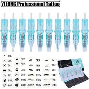 10-100Pcs Professional Blue Tattoo Cartridge Needles Shader Sterile RL RS RM M1