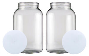 One Gallon Wide Mouth Glass Jar with Solid Lid-Set of 2