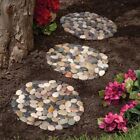 Set of 3 Round River Stone Outdoor Garden Stepping Stones