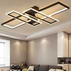 LED Ceiling Lights Fixture Black Dimmable Chandelier Remote Control SquareModern