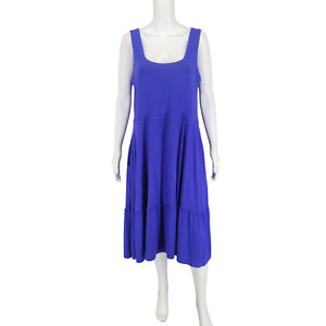 J Jason Wu Tank Dress Petite Large Sz Blue Elegant Modern Tiered Top w Pockets