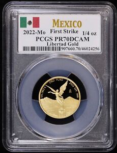 2022-Mo Mexico 1/4 oz Proof Gold Libertad PCGS PR70 DCAM First Strike Deep Cameo