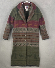 WOODED RIVER Coat Womens Small S Long Jacket Vintage Wool Blend Elk Aztec