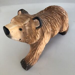 VINTAGE Hand Carved Wooden Bear Made In Russia