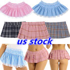 US Sissy Adult Mens Ruffled Lace Openwork Girly Crossdressing Micro Mini Skirt